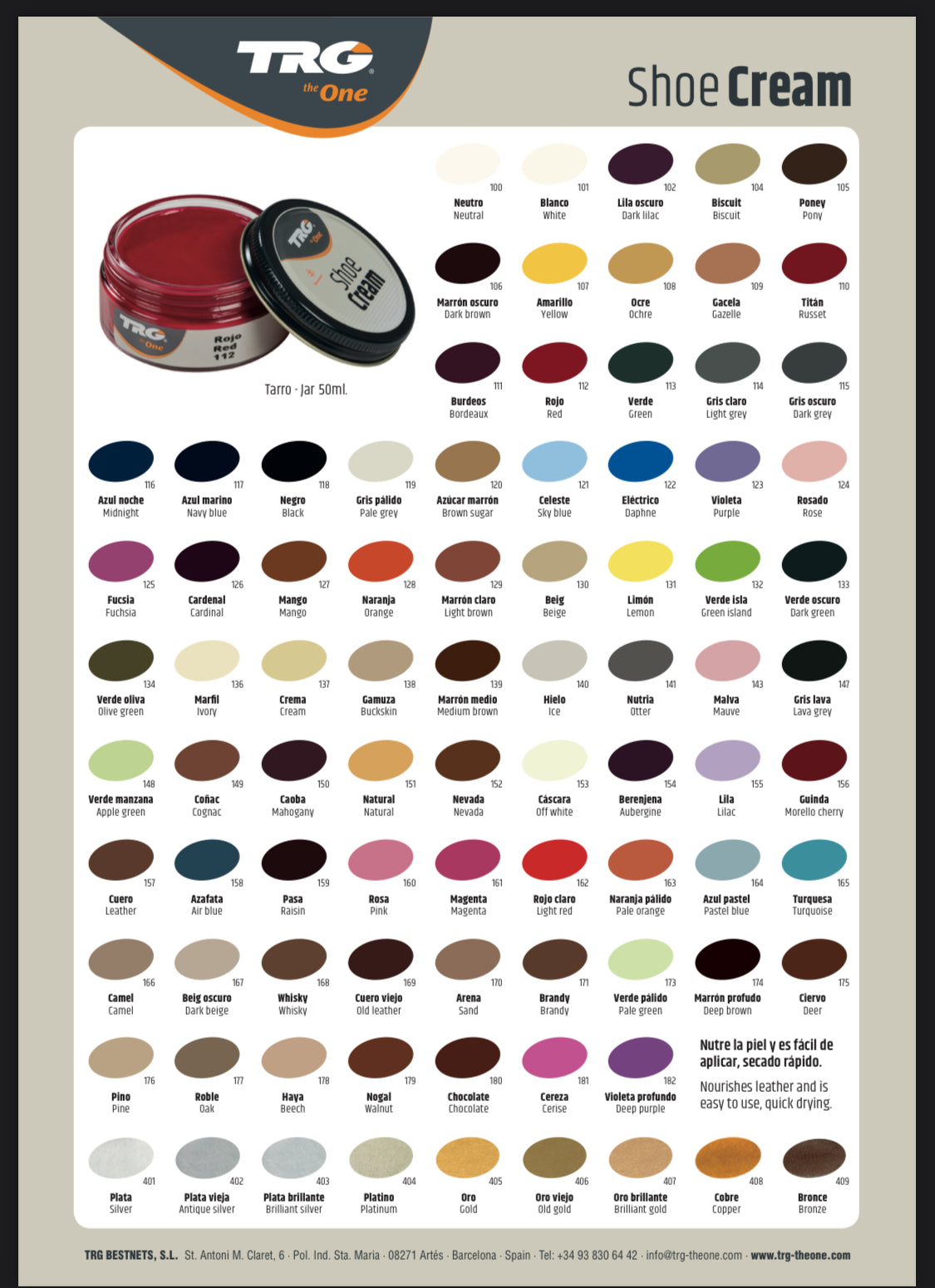 TRG THE ONE SHOE CREAM 50ML. Veldig mange farger.