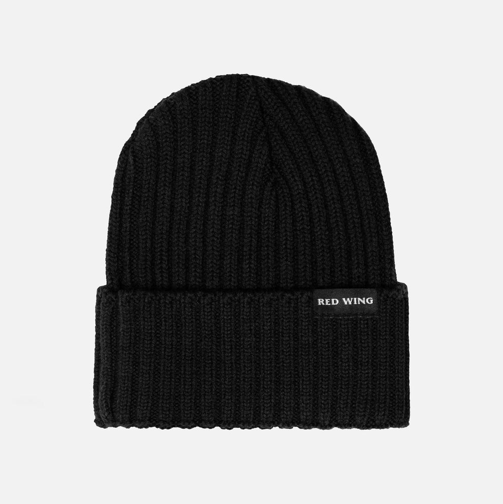 SHANIKO WOOL RIB BEANIE HAT - BLACK