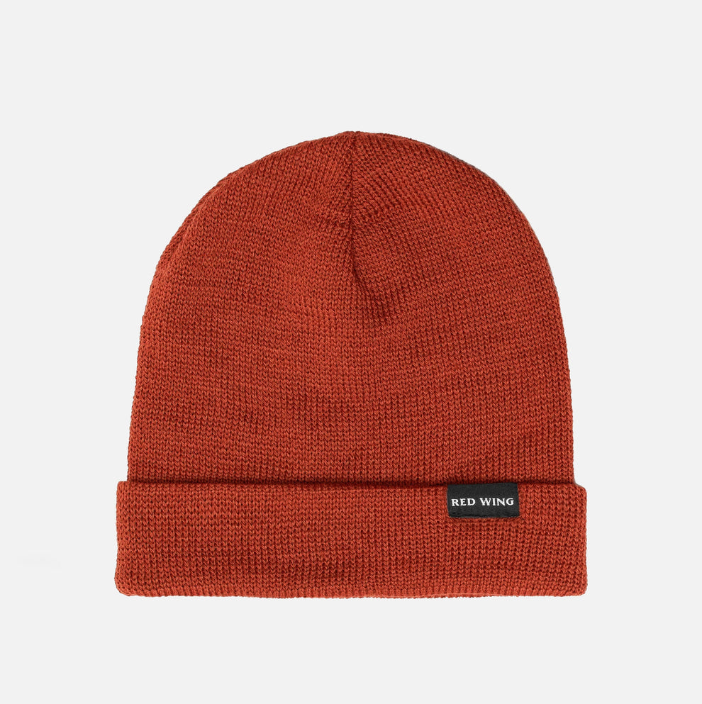 SHANIKO WOOL JERSEY BEANIE HAT - RUST